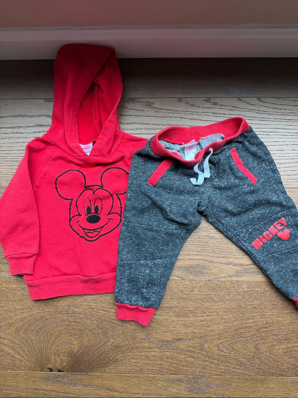 Disney Red Mickey Hoodie with Gray Jogger Pants